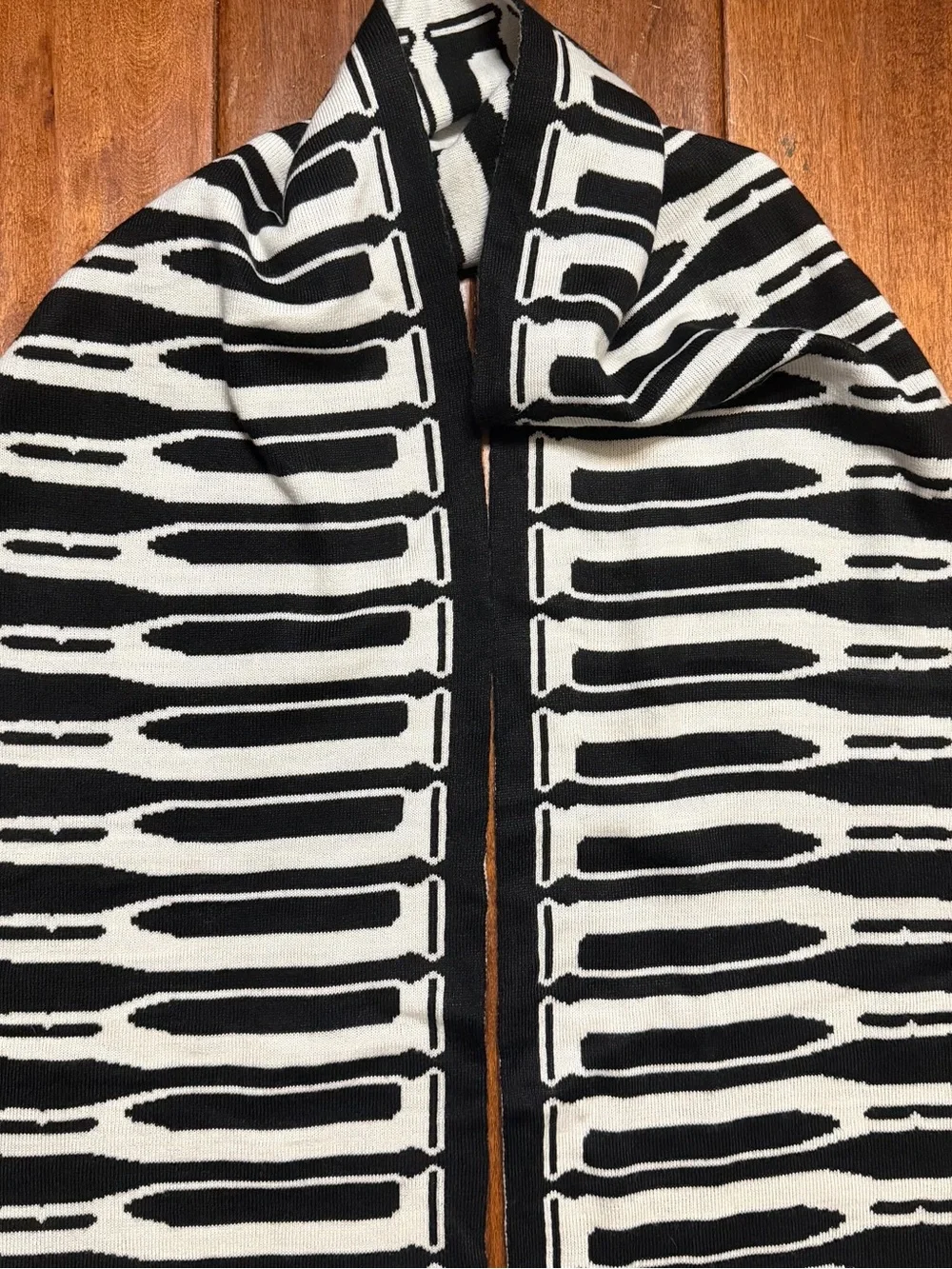 Crooks & Castles Black and White Graphic Knit Scarf